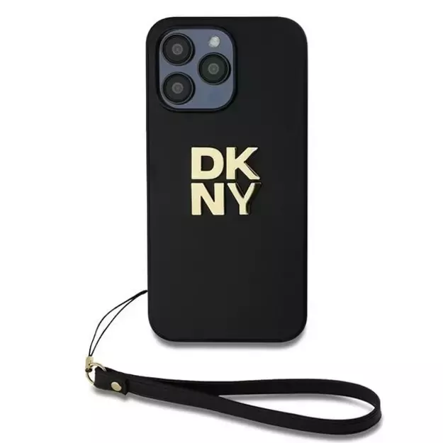 DKNY Wrist Strap Stock Logo case for iPhone 15 Pro Max - black 1