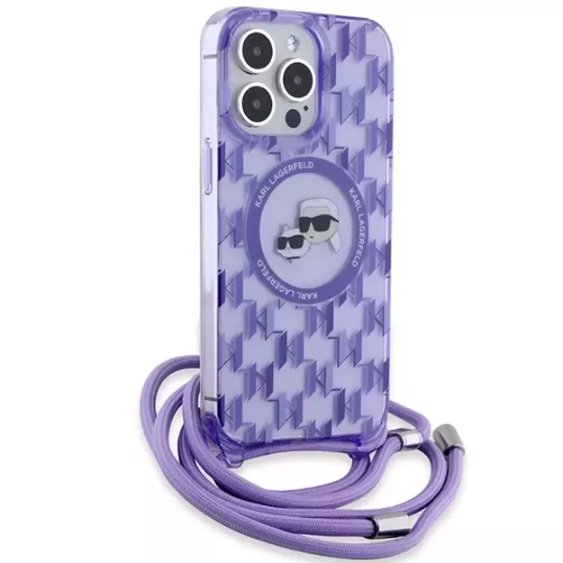 Karl Lagerfeld IML Crossbody Monogram Karl &amp  Choupette Head MagSafe case for iPhone 15 Pro - purple 2