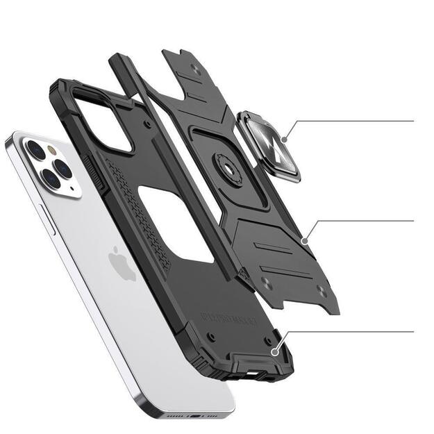Wozinsky Ring Armor case for iPhone 14 Pro armored cover magnetic holder ring silver 2