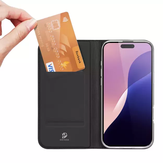 Dux Ducis Skin Pro iPhone 16 Pro Case with Flip and Card Slot - Black 15
