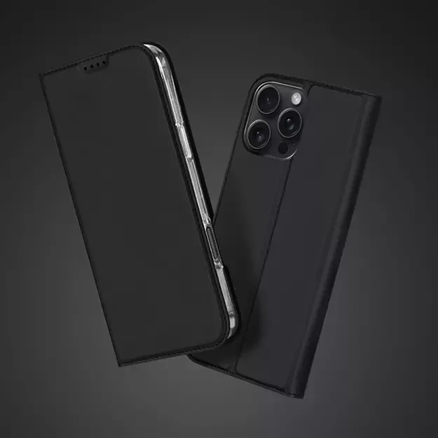 Dux Ducis Skin Pro iPhone 16 Pro Case with Flip and Card Slot - Black 24
