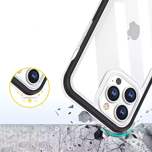 Clear 3in1 case for iPhone 14 Pro Max silicone cover with frame blue 9