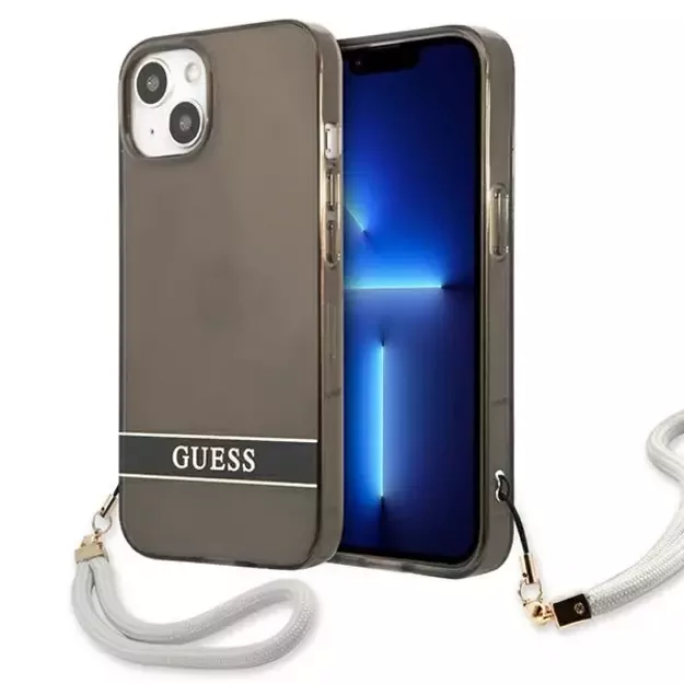 Guess GUHCP13SHTSGSK iPhone 13 mini 5.4&quot  black/black hardcase Translucent Stap