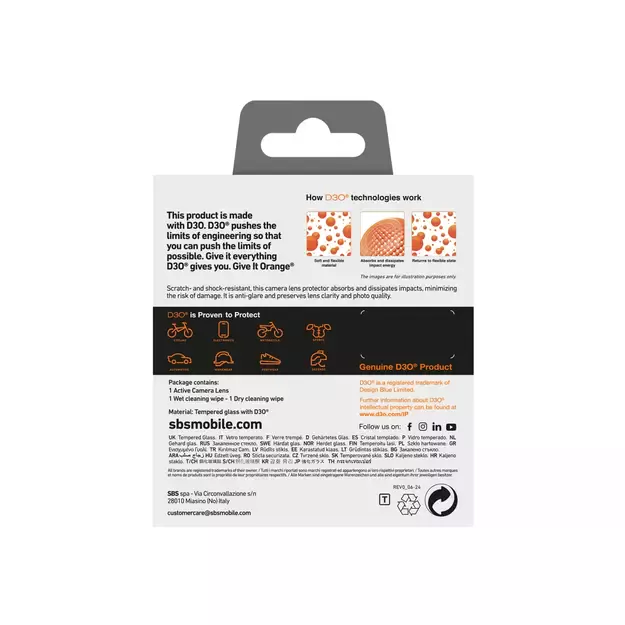 SBS Active Camera Lens D3O Tempered Glass for iPhone 16 Pro / 16 Pro Max Camera 2