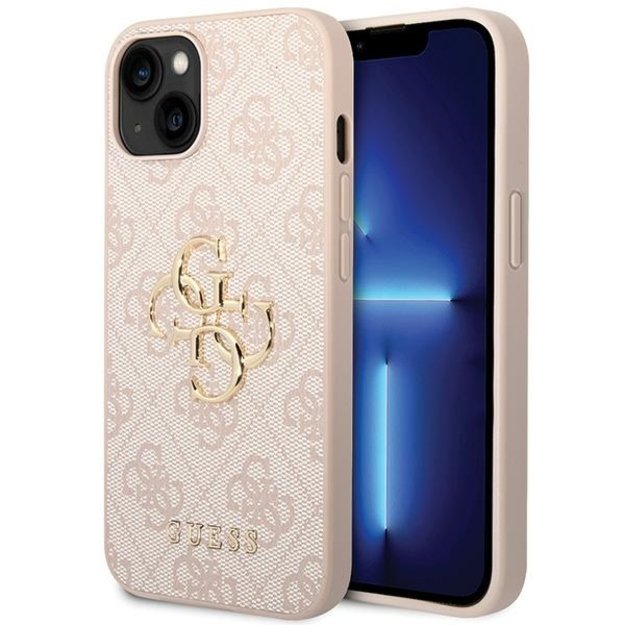 Guess 4G Big Metal Logo iPhone 15 Case - Pink