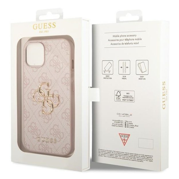Guess 4G Big Metal Logo iPhone 15 Case - Pink 7