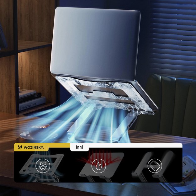 Wozinsky WRS-CPY75DSB Aluminum Laptop and Tablet Stand + Free Smartphone Stand - Black 15