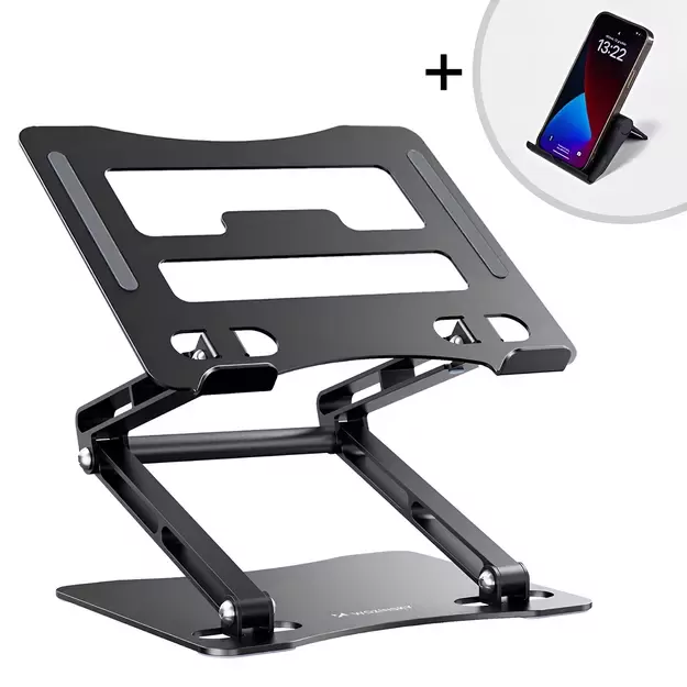 Wozinsky WRS-CPY75DSB Aluminum Laptop and Tablet Stand + Free Smartphone Stand - Black 14