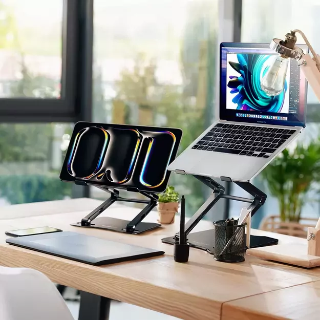 Wozinsky WRS-CPY75DSB Aluminum Laptop and Tablet Stand + Free Smartphone Stand - Black 30