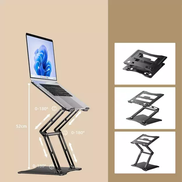 Wozinsky WRS-CPY75DSB Aluminum Laptop and Tablet Stand + Free Smartphone Stand - Black 25