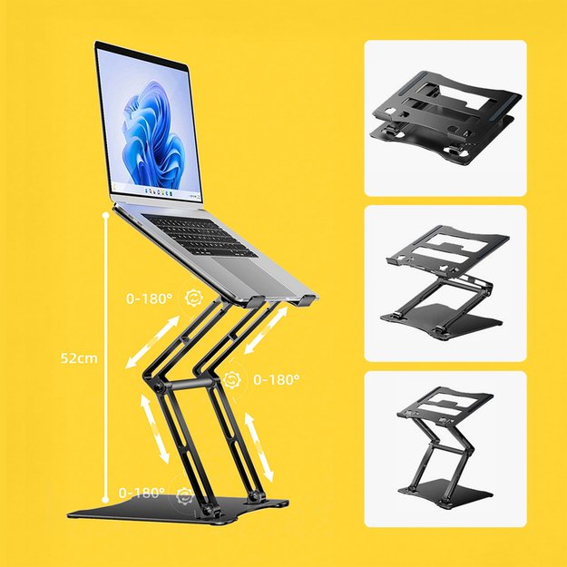 Wozinsky WRS-CPY75DSB Aluminum Laptop and Tablet Stand + Free Smartphone Stand - Black 16