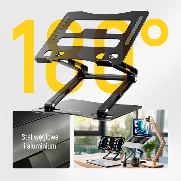 Wozinsky WRS-CPY75DSB Aluminum Laptop and Tablet Stand + Free Smartphone Stand - Black 14