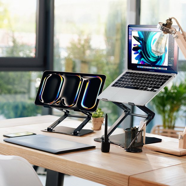 Wozinsky WRS-CPY75DSB Aluminum Laptop and Tablet Stand + Free Smartphone Stand - Black 35