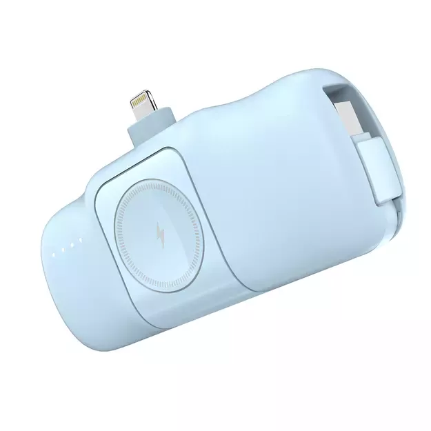 Wozinsky WF16-YLS 5000mAh 15W Lightning Mini Power Bank with Built-in USB-C Cable and Apple Watch Charger - Blue 19