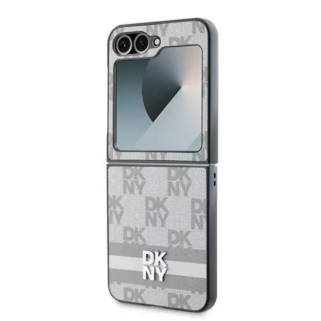 DKNY Checkered Pattern Printed Stripes Case for Samsung Galaxy Z Flip 6 - Beige 5