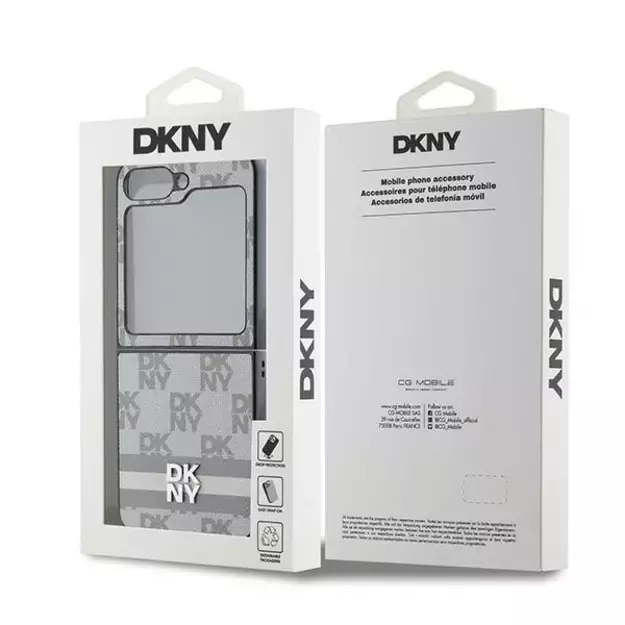 DKNY Checkered Pattern Printed Stripes Case for Samsung Galaxy Z Flip 6 - Beige 7