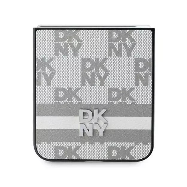 DKNY Checkered Pattern Printed Stripes Case for Samsung Galaxy Z Flip 6 - Beige 4