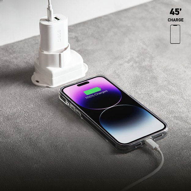 SBS TETRPD20W 20W USB-A USB-C Wall Charger with Power Delivery - White 6