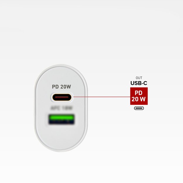 SBS TETRPD20W 20W USB-A USB-C Wall Charger with Power Delivery - White 8