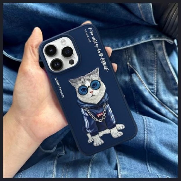 Nimmy Glasses Cool Cat Case for iPhone 15 Pro Max - Blue 9