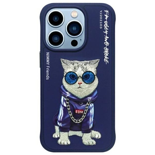 Nimmy Glasses Cool Cat Case for iPhone 15 Pro Max - Blue