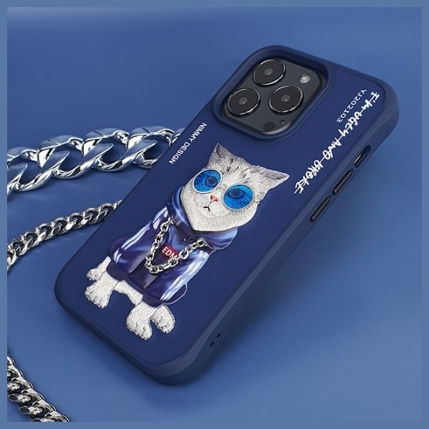 Nimmy Glasses Cool Cat Case for iPhone 15 Pro Max - Blue 8