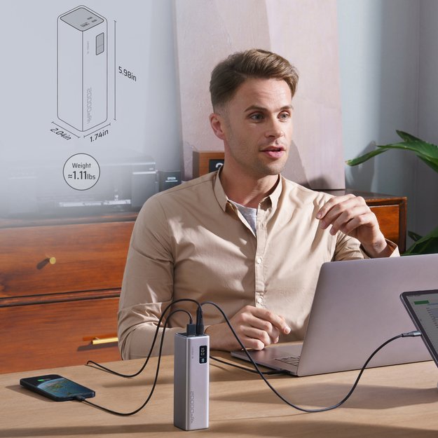 Powerbank Cuktech CUKP200XGLGR 100W 20000mAh 2 x USB-C 1 x USB-A - gray 1