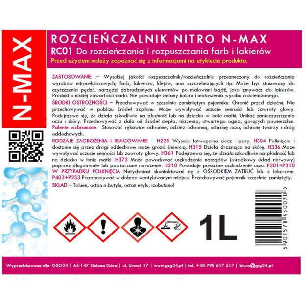 NITRO RC-01 N-MAX 1L thinner solvent 1