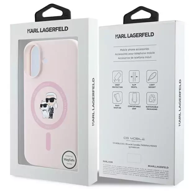 Karl Lagerfeld Silicone Karl&amp Choupette Heads Ring MagSafe iPhone 16 Case - Pink 7