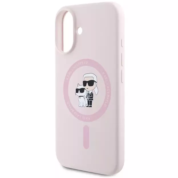 Karl Lagerfeld Silicone Karl&amp Choupette Heads Ring MagSafe iPhone 16 Case - Pink 5