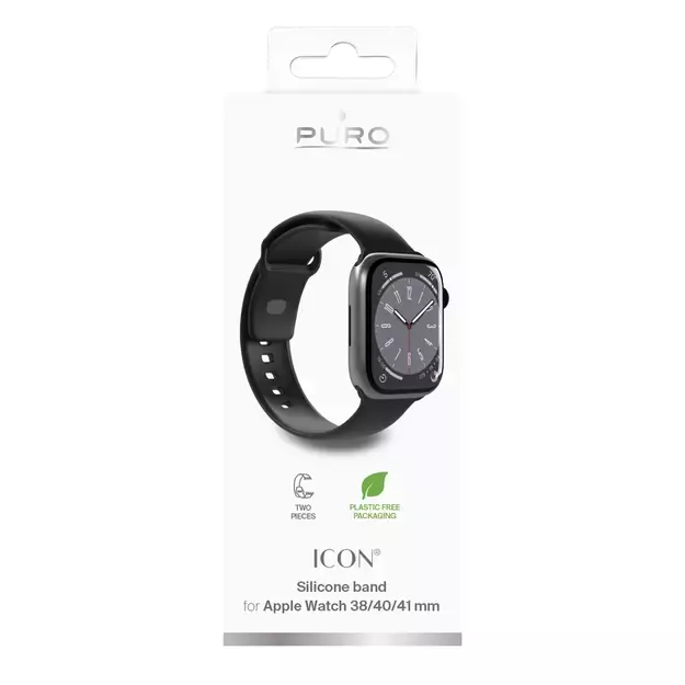 Puro Icon Silicone Strap for Apple Watch 38 / 40 / 41 mm - Black (2 pcs.) 1