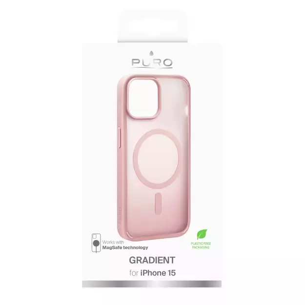 Puro Gradient MagSafe Silicone Case for iPhone 15 - Pink 1