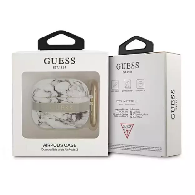 Guess GUA3HCHMAG AirPods 3 cover grey/grey Marble Strap Collection 2