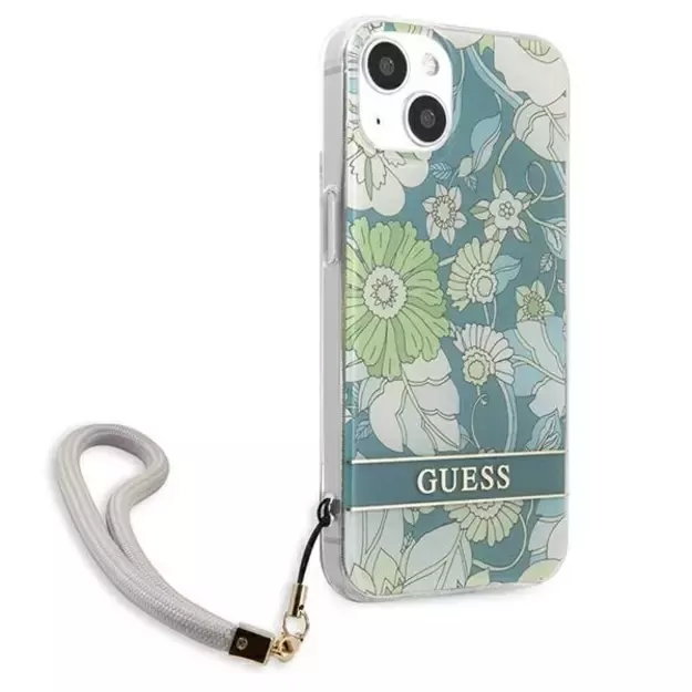 Guess GUHCP13MHFLSN iPhone 13 6.1&quot  green/green hardcase Flower Strap 10