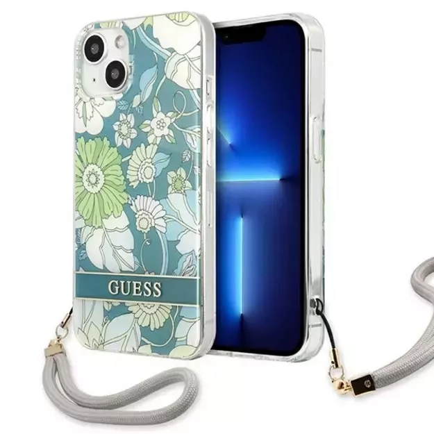 Guess GUHCP13MHFLSN iPhone 13 6.1&quot  green/green hardcase Flower Strap