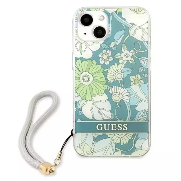 Guess GUHCP13MHFLSN iPhone 13 6.1&quot  green/green hardcase Flower Strap 9