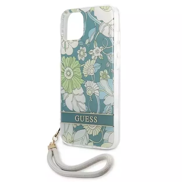 Guess GUHCP13MHFLSN iPhone 13 6.1&quot  green/green hardcase Flower Strap 12
