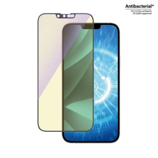 PanzerGlass Ultra-Wide Fit Antibacterial Tempered Glass with Blue Light Filter and Positioner for iPhone 14 Plus / 13 Pro Max 1