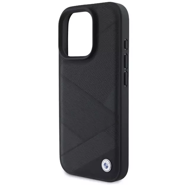 BMW Signature Leather Crossing Lines Pattern iPhone 16 Pro Case - Black 10