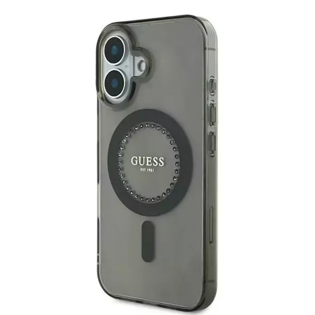 Guess IML Rhinestones MagSafe iPhone 16 Plus Case - Black 8