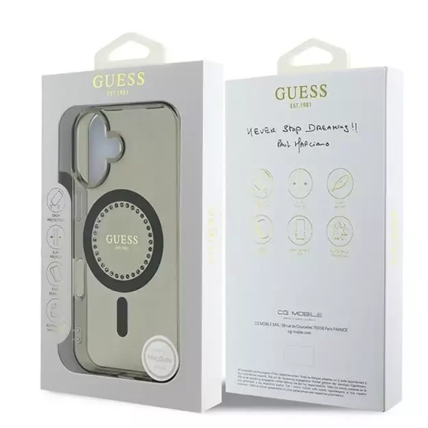 Guess IML Rhinestones MagSafe iPhone 16 Plus Case - Black 14
