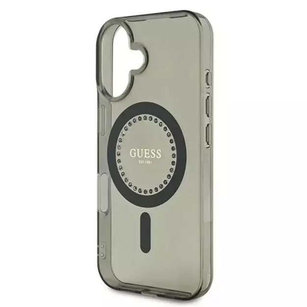 Guess IML Rhinestones MagSafe iPhone 16 Plus Case - Black 12
