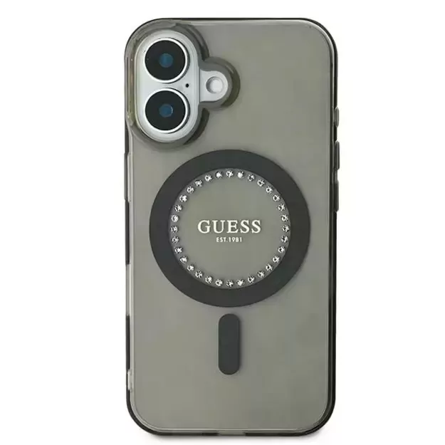 Guess IML Rhinestones MagSafe iPhone 16 Plus Case - Black 9