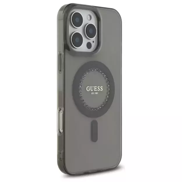 Guess IML Rhinestones MagSafe Case for iPhone 16 Pro Max - Black 10