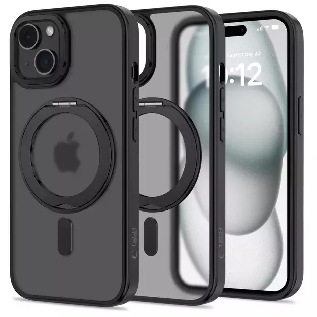 Tech-Protect MagRing MagSafe Case with Stand for iPhone 15 - Black 8