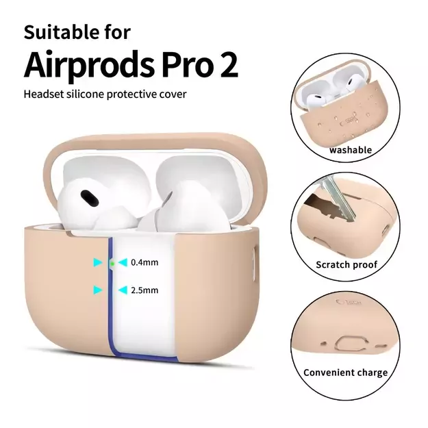 Tech-Protect Silicone Case for Apple AirPods Pro 1 / 2 - Beige 7