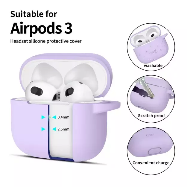 Tech-Protect Silicone Hook Case for Apple AirPods 3 - Purple 7
