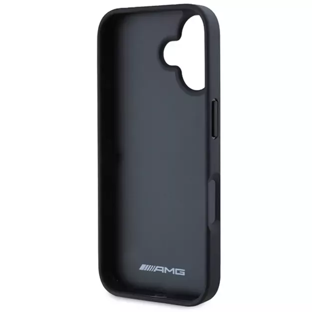 AMG Leather Debossed Lines Black Logo iPhone 16 Case - Black 13