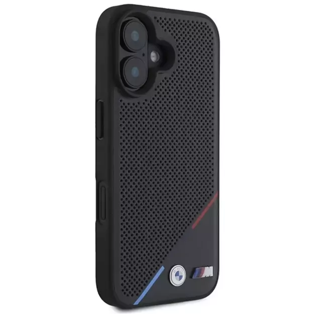 BMW M Perforated Tricolor Line MagSafe iPhone 16 Case - Black 10