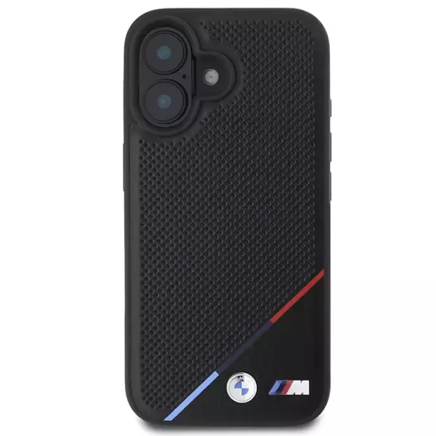 BMW M Perforated Tricolor Line MagSafe iPhone 16 Case - Black 9